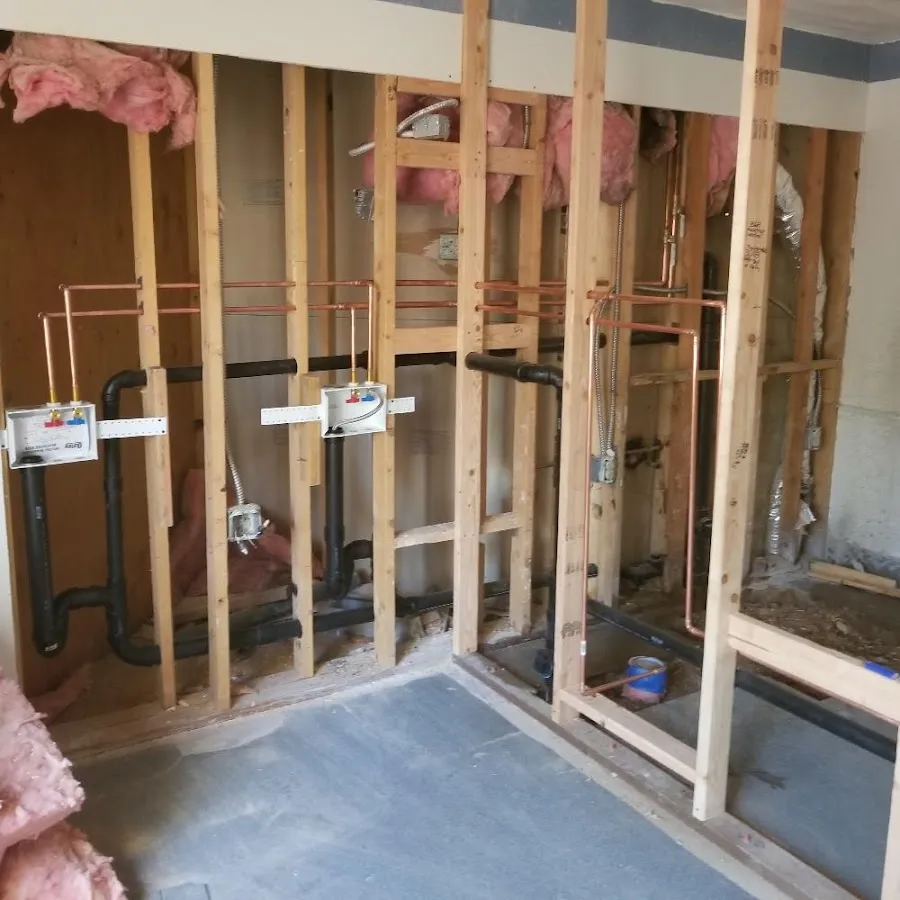 Copper pipe rough-in and plumbing installation in Westland